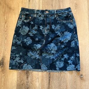 Anne Klein Jean Floral Skirt Pockets Size 10
